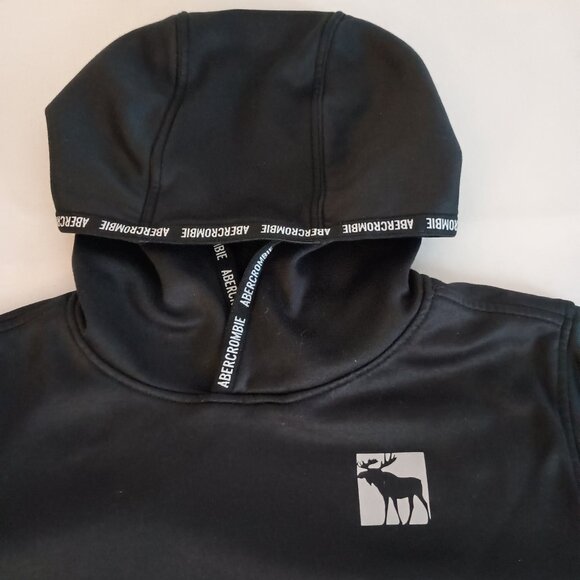 Abercrombie Kids Black Hoodie Sweatshirt Kangaroo Pocket Moose Logo Size 15/16 - Picture 6 of 16